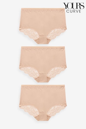 Yours Curve Nude Lace Back Full Briefs 3 Pack (AA2927) | £19