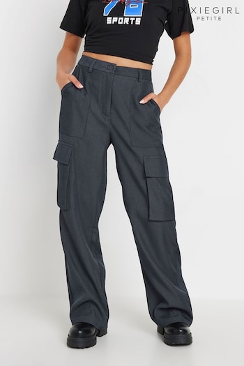 PixieGirl Petite Grey Utility Wide Leg Trousers (AA3175) | £39