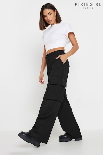 PixieGirl Petite Black Utility Wide Leg Trousers (AA3176) | £39