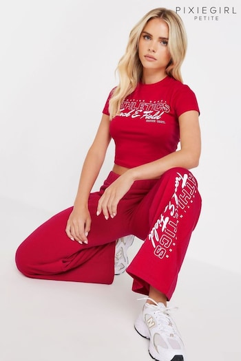 PixieGirl Petite Red Athletics Wide Leg Joggers (AA3218) | £27