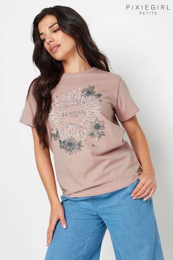 PixieGirl Petite Blush Pink Slogan Short Sleeve T-Shirt (AA3219) | £19