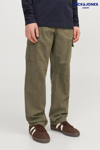 JACK & JONES JUNIOR Straight Leg Patch Pocket Cargo 100% Cotton Trousers (AA3256) | £32