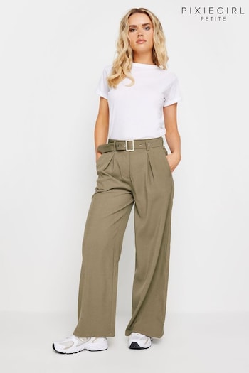 PixieGirl Petite Brown Belted Wide Leg Trousers (AA3298) | £37