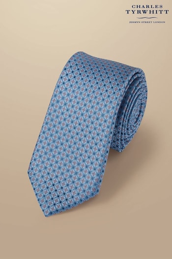 Charles Tyrwhitt Blue Slim Silk Stain Resistant Patterend Tie (AA3530) | £35