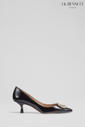 LK Bennett Uma O Trim Pointed Black Courts (AA4455) | £299