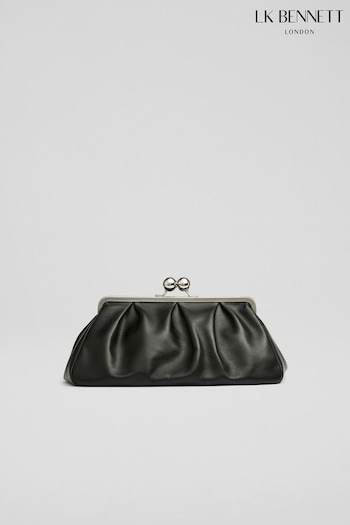 LK Bennett Large Lana Snaplock Clutch Black Bag (AA4461) | £239