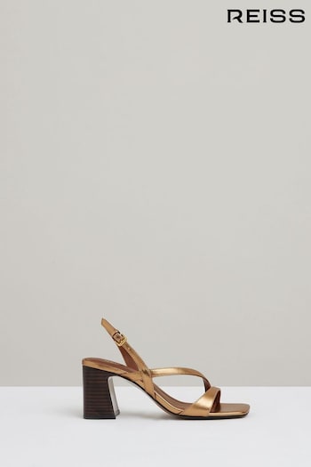 Reiss Bronze Alice Strappy Leather Heeled Sandals (AA4571) | £148