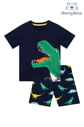 Harry Bear Blue Dinosaur Short Pyjamas (AA4690) | £12