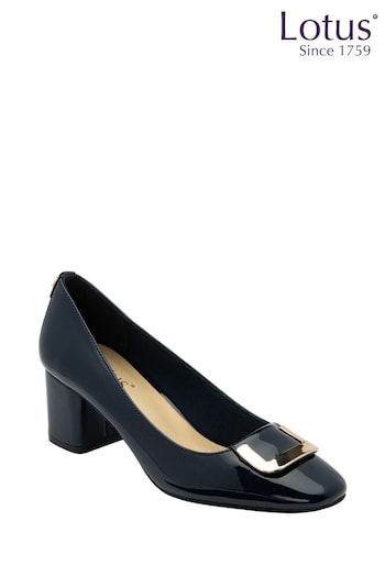 Lotus Blue Block Heel Court Shoes (AA6042) | £65