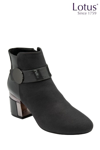 Lotus Grey Heeled Ankle Boots (AA6111) | £65