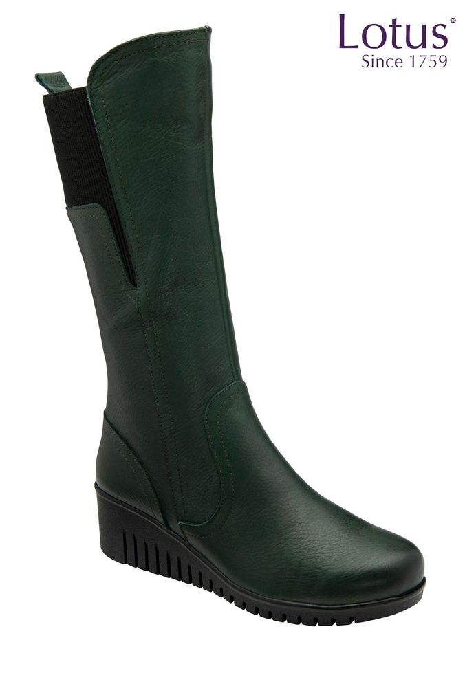 Calf length wedge boots discount