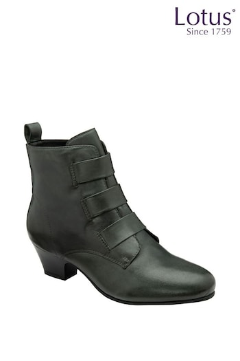 Lotus Grey Leather Block-Heel Ankle Boots (AA6126) | £75