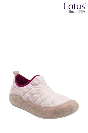 Lotus Pink Quilted Textile Slippers (AA6135) | £40