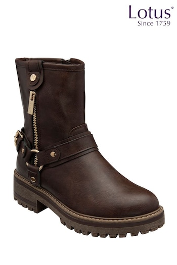 Lotus Brown Zip-Up Ankle Boots (AA6140) | £65