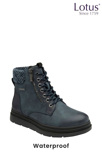 Lotus Blue Zip Up Flat Ankle Boots (AA6143) | £65