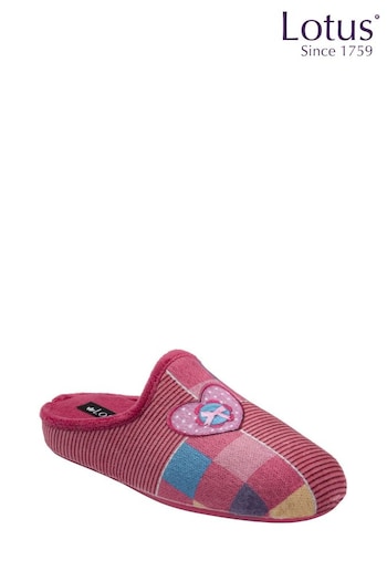 Lotus Pink Textile Mule Slippers (AA6186) | £33