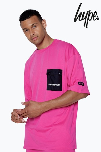 Hype. Pink CONTINU8 Unisex Fuschia Cargo Pocket Boxy T-Shirt (AA6435) | £30