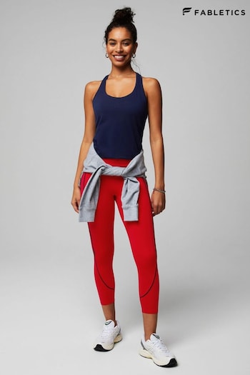 Fabletics Red Anywhere Motion365+ High Waisted Piped Capri Leggings (AA7026) | £75