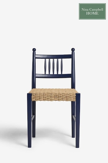 Nina Campbell Set of 2 Navy Blue Alder Dining Chairs (AA7235) | £259