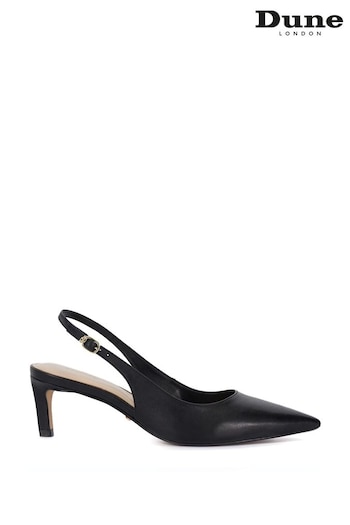 Dune London Black Celinna Set Back Kitten Slingback Shoes (AA7353) | £90