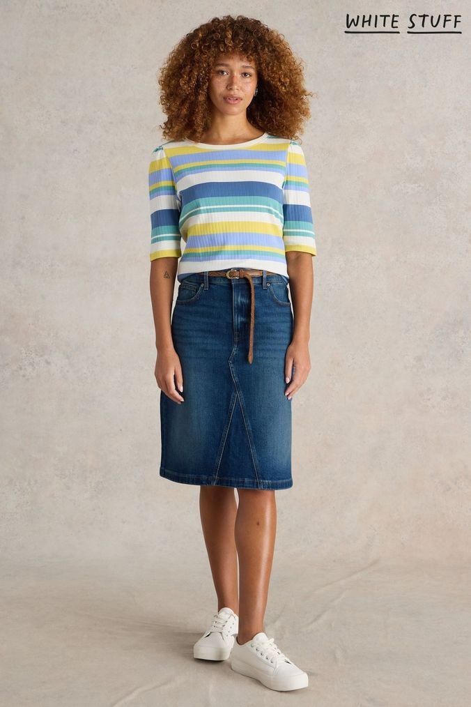 Knee length denim skirts uk clearance