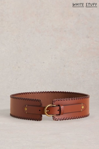White Stuff Brown Leather Cinch Waist Belt (AA7795) | £39