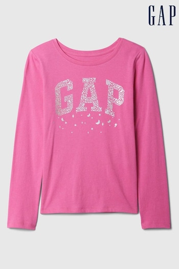 Gap Pink Long Sleeve Logo Graphic T-Shirt (AA8266) | £10