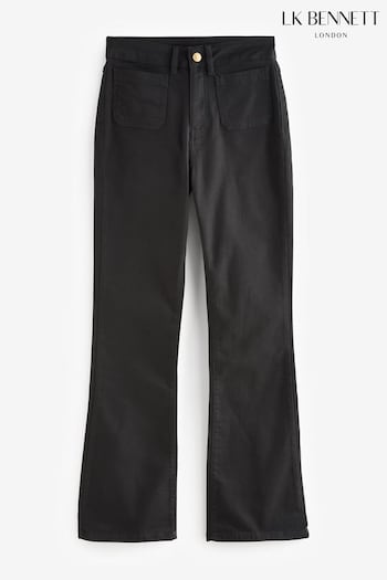 LK Bennett Millie  High Waist Patch Pocket Kickflare Black Jeans (AA8316) | £139