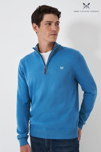 Crew Clothing Company Blue Quarter Zip Knitted Jumper (AA8344) | £70