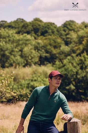 Crew Clothing Company Green Quarter Zip Knitted Jumper (AA8356) | £70