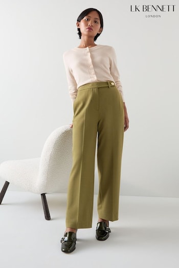 LK Bennett Green Petite Billie Tailored Crop Wide Trousers (AA8425) | £199