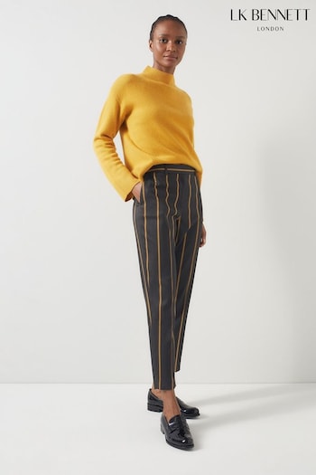 LK Bennett Black Jemima Conker Tailored Stripe Trousers (AA8734) | £229