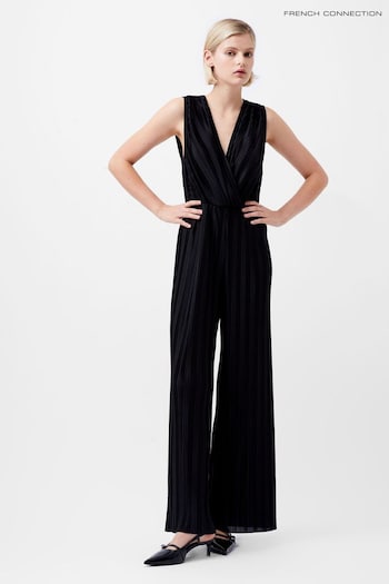 French Connection Black Pleated V-Neck Ronnie Jumpsuit (AA8817) | £89