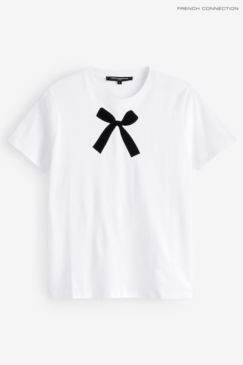 French Connection Bow Graphic White T-Shirt (AA8819) | £25