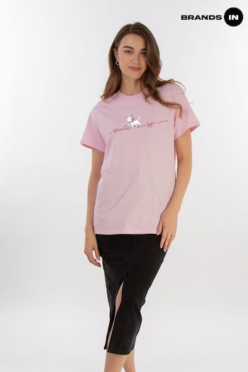 Brands In Pink Women Boyfriend Fit Disney The Aristocats Marie Ribbon T-Shirt (AA8834) | £23