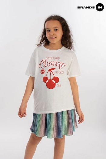 Brands In White Girls Disney Mickey Mouse Cherry Logo T-Shirt (AA8838) | £18