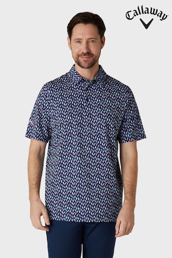 Callaway Apparel Blue Novelty Parrot Print Polo Shirt (AA8876) | £50