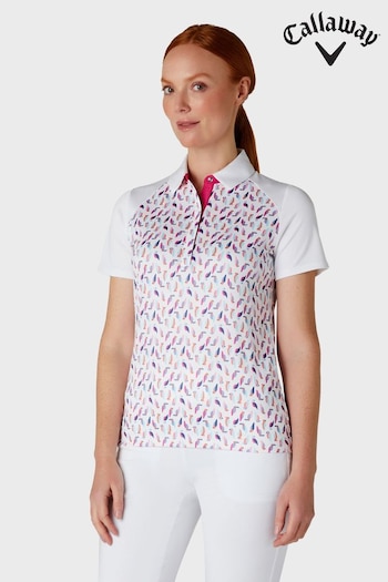 Callaway Apparel Parrot Print Novelty White Polo Shirt (AA8881) | £50