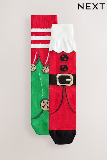 Red/Green Christmas Pattern Socks 2 Pack (AA9419) | £8