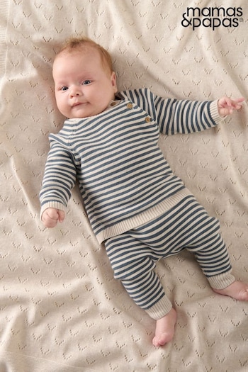 Mamas & Papas 100% Cotton Stripe Knit Jumper And Leggings Set (AA9445) | £29