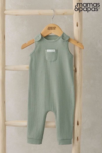 Mamas & Papas Green Organic Ribbed Sleeveless Romper (AA9464) | £16