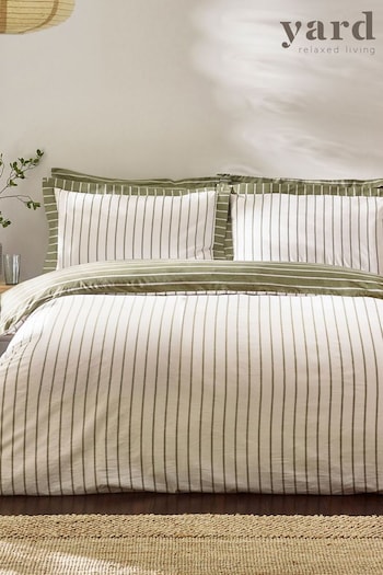 Yard Moss Helmsley Stripe 100% Cotton Duvet Set (AA9954) | £26 - £48