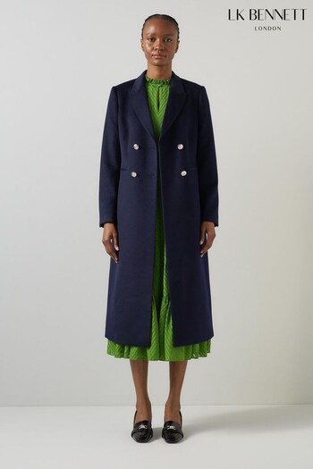 LK Bennett Blue Mariner Double Breasted Wool Coat (AB1524) | £399