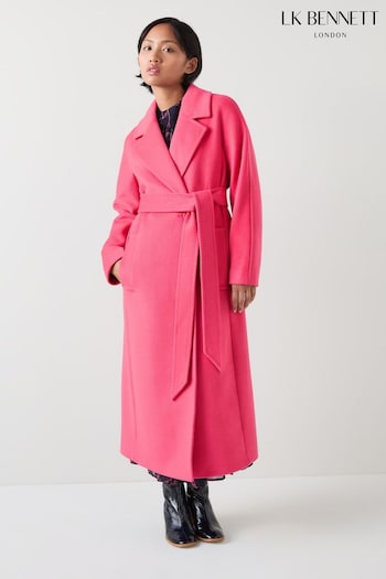 LK Bennett Pink Frances Petite Maxi Wool Coat (AB1528) | £559