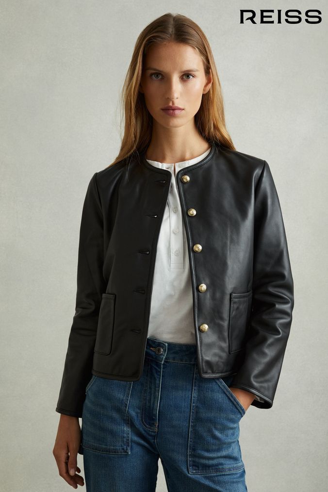 Reiss bream leather jacket top