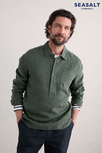 Seasalt Cornwall Green Mens Artists Linen Shirt (AB2245) | £70