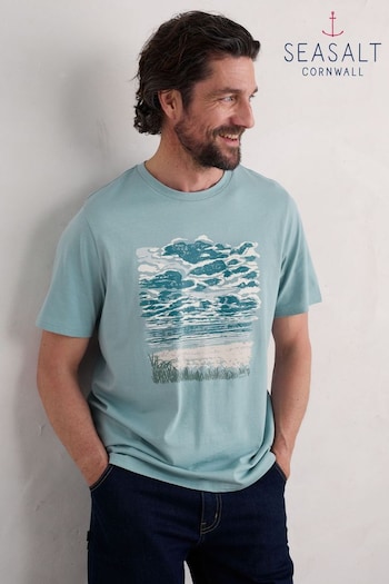 Seasalt Cornwall Blue Mens Midwatch Organic Cotton T-Shirt (AB2263) | £30