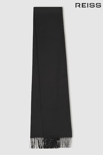 Reiss Black Meyer Silk Fringed Scarf (AB2410) | £78