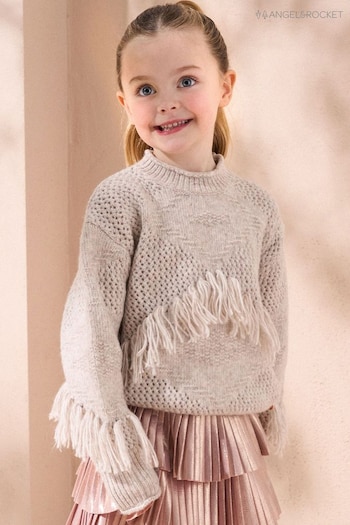 Angel & Rocket Natural Sienna Stone Fringed Jumper (AB2712) | £28 - £32