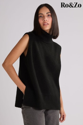 Ro&Zo Black Sleeveless High Neck Jumper (AB3460) | £79